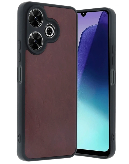 Newface Xiaomi Redmi 13 4G Kılıf Aras Deri Kapak - Bordo