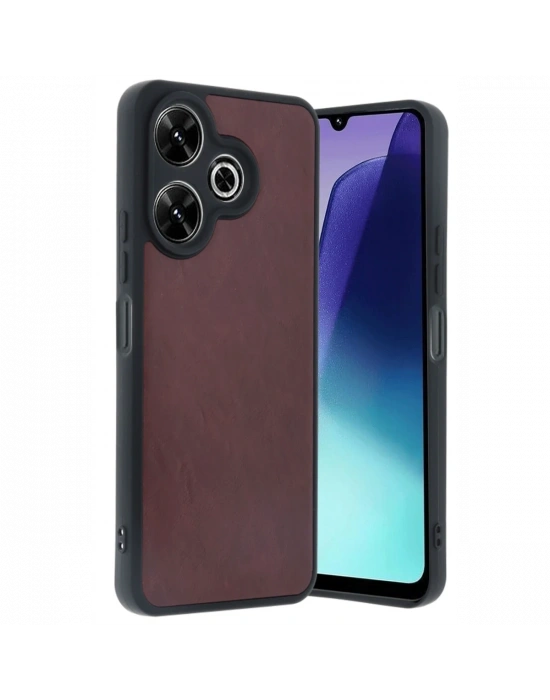 Newface Xiaomi Redmi 13 4G Kılıf Aras Deri Kapak - Bordo