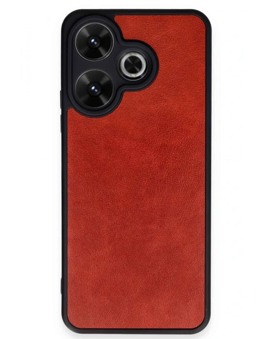 Newface Xiaomi Redmi 13 4G Kılıf Aras Deri Kapak - Kırmızı