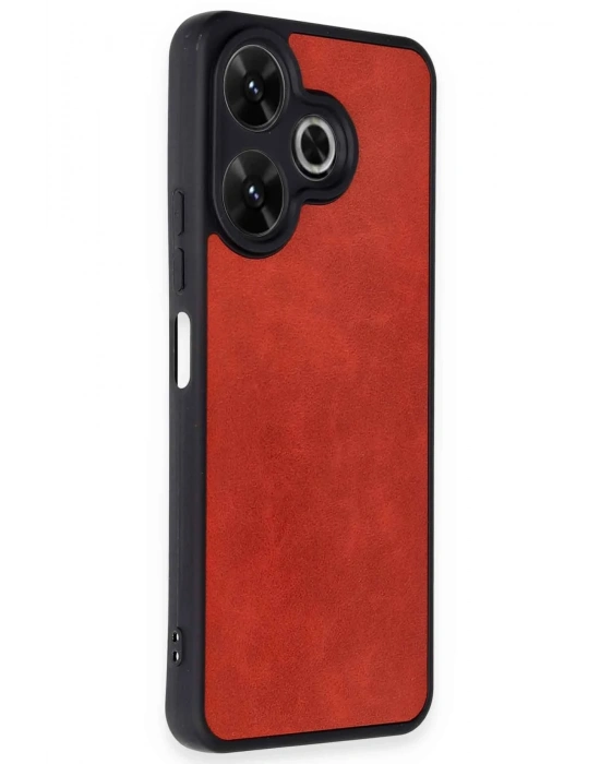 Newface Xiaomi Redmi 13 4G Kılıf Aras Deri Kapak - Kırmızı