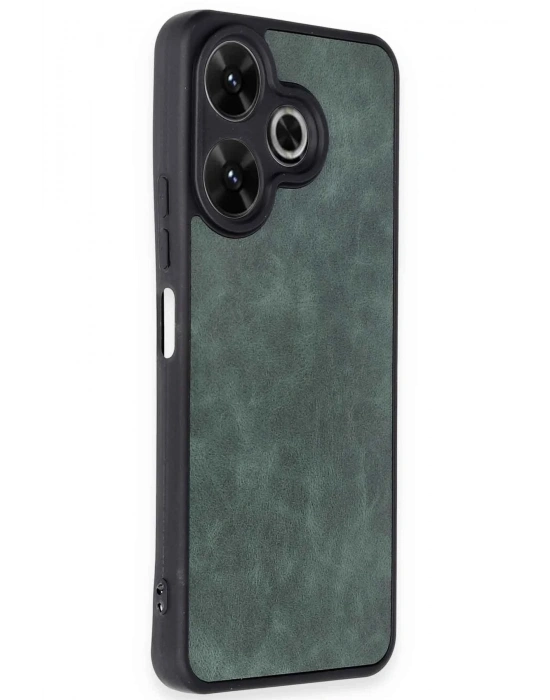 Newface Xiaomi Redmi 13 4G Kılıf Aras Deri Kapak - Koyu Yeşil