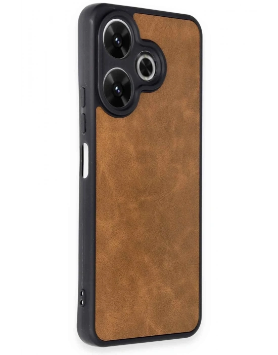 Newface Xiaomi Redmi 13 4G Kılıf Aras Deri Kapak - Taba