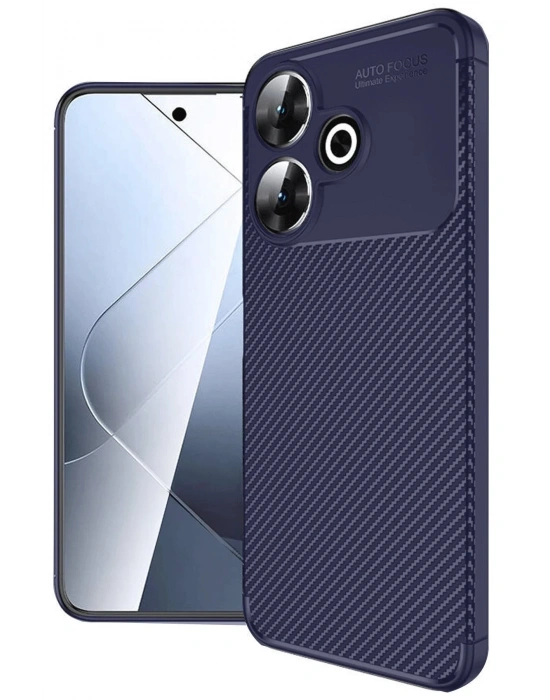 Newface Xiaomi Redmi 13 4G Kılıf Auto Focus Karbon Kapak - Lacivert