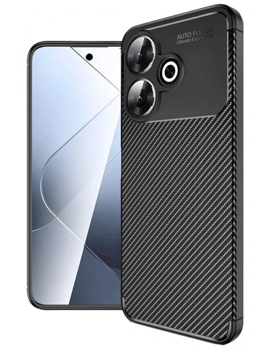 Newface Xiaomi Redmi 13 4G Kılıf Auto Focus Karbon Kapak - Siyah