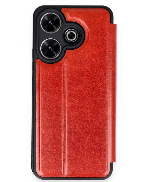 Newface Xiaomi Redmi 13 4G Kılıf Flip Cover - Kırmızı