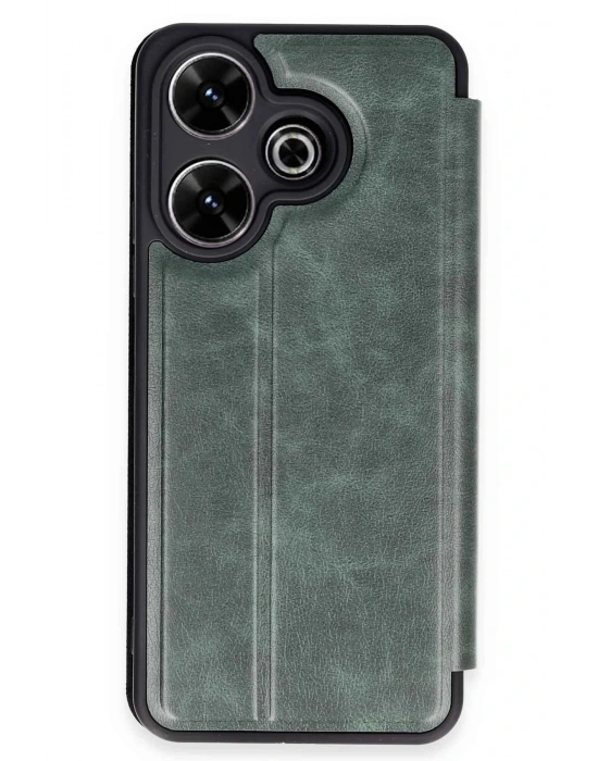Newface Xiaomi Redmi 13 4G Kılıf Flip Cover - Koyu Yeşil