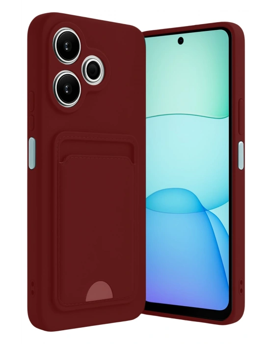 Newface Xiaomi Redmi 13 4G Kılıf Kelvin Kartvizitli Silikon - Bordo