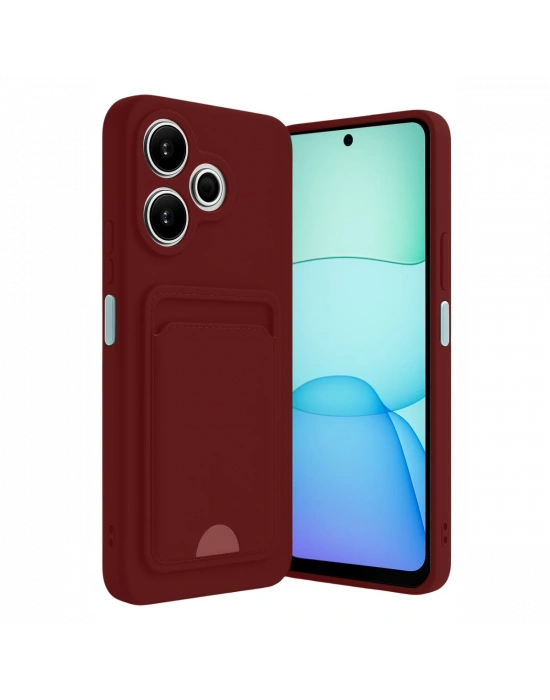 Newface Xiaomi Redmi 13 4G Kılıf Kelvin Kartvizitli Silikon - Bordo