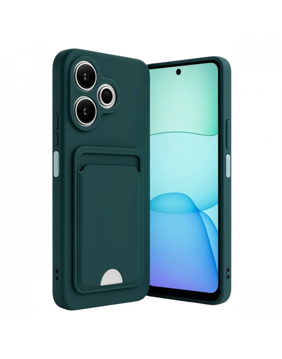 Newface Xiaomi Redmi 13 4G Kılıf Kelvin Kartvizitli Silikon - Koyu Yeşil