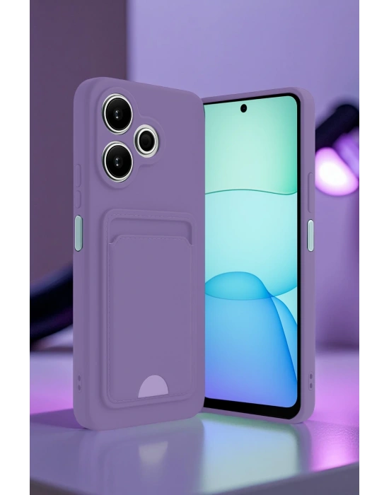 Newface Xiaomi Redmi 13 4G Kılıf Kelvin Kartvizitli Silikon - Lila