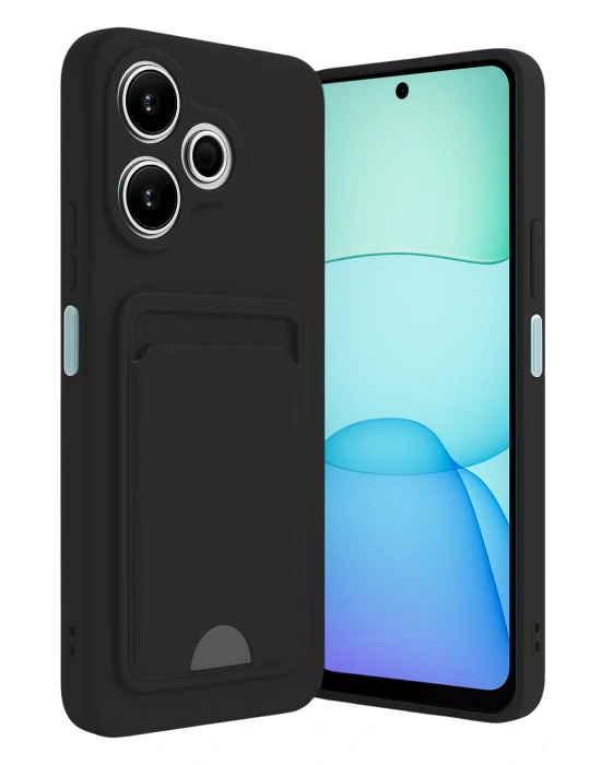 Newface Xiaomi Redmi 13 4G Kılıf Kelvin Kartvizitli Silikon - Siyah