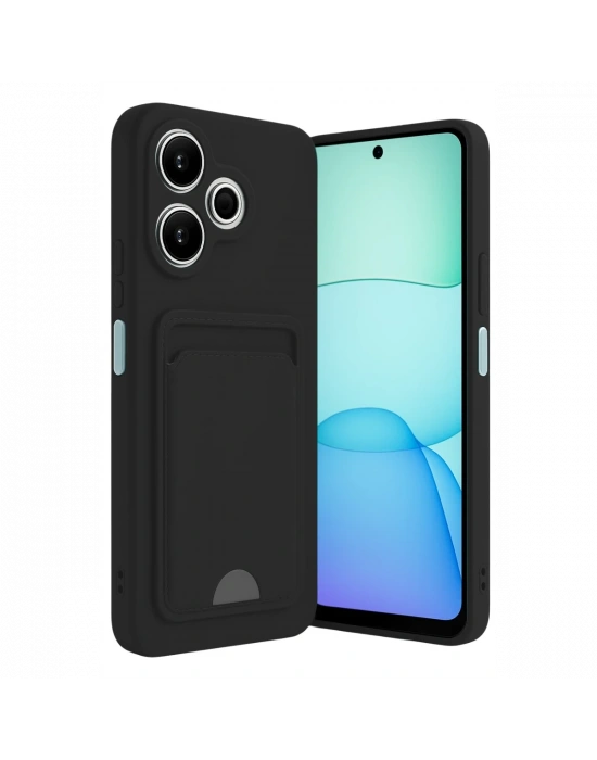 Newface Xiaomi Redmi 13 4G Kılıf Kelvin Kartvizitli Silikon - Siyah