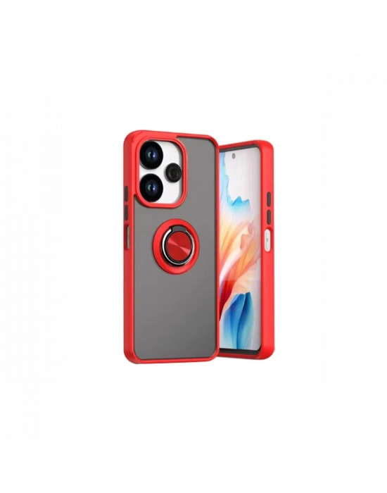 Newface Xiaomi Redmi 13 4G Kılıf Montreal Yüzüklü Silikon Kapak - Kırmızı