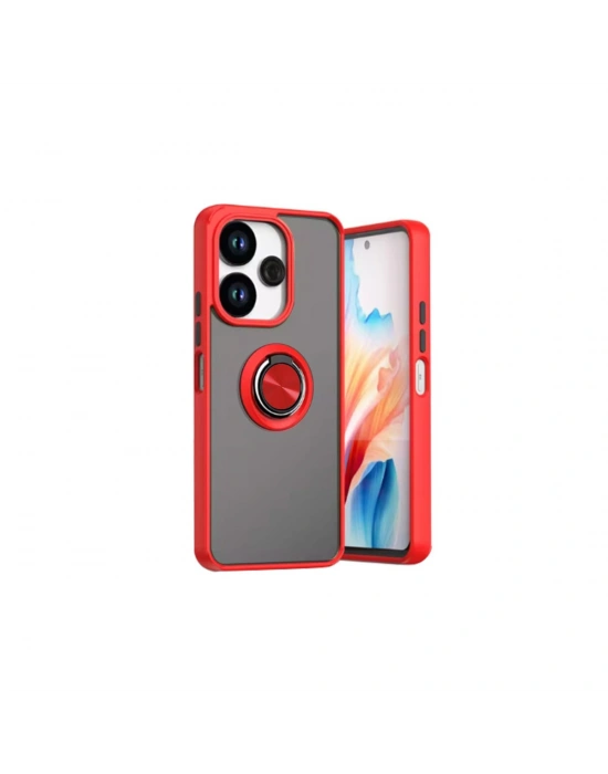 Newface Xiaomi Redmi 13 4G Kılıf Montreal Yüzüklü Silikon Kapak - Kırmızı