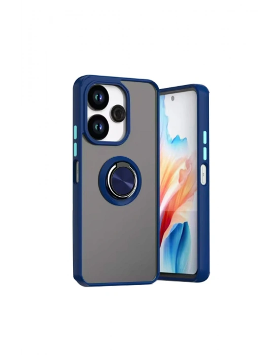 Newface Xiaomi Redmi 13 4G Kılıf Montreal Yüzüklü Silikon Kapak - Lacivert