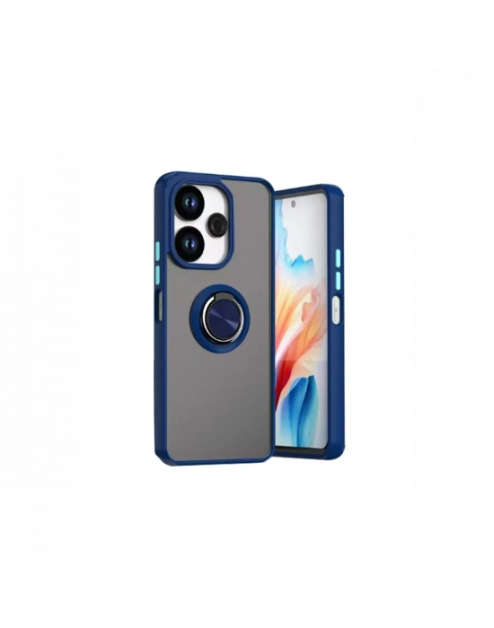 Newface Xiaomi Redmi 13 4G Kılıf Montreal Yüzüklü Silikon Kapak - Lacivert