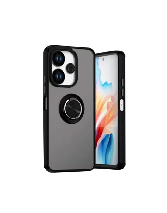 Newface Xiaomi Redmi 13 4G Kılıf Montreal Yüzüklü Silikon Kapak - Siyah