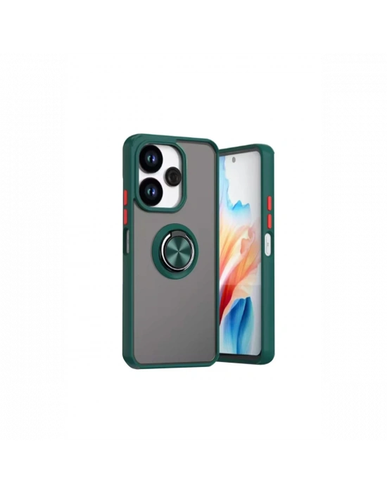 Newface Xiaomi Redmi 13 4G Kılıf Montreal Yüzüklü Silikon Kapak - Yeşil
