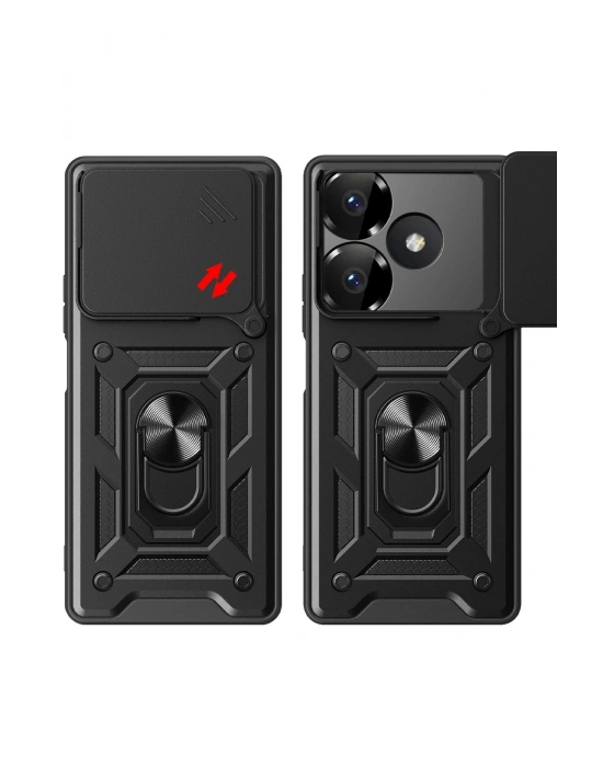 Newface Xiaomi Redmi 13 4G Kılıf Pars Lens Yüzüklü Silikon - Yeşil