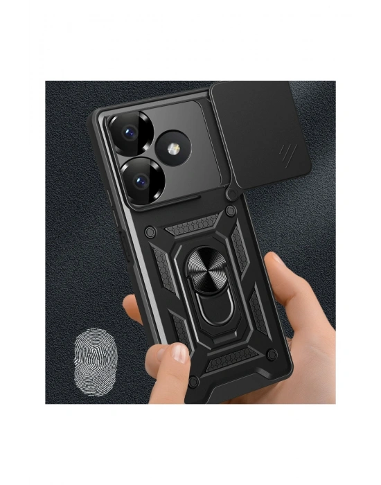 Newface Xiaomi Redmi 13 4G Kılıf Pars Lens Yüzüklü Silikon - Yeşil