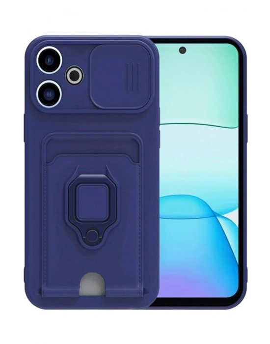 Newface Xiaomi Redmi 13 4G Kılıf Zuma Kartvizitli Yüzüklü Silikon - Lacivert