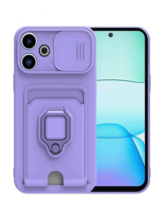 Newface Xiaomi Redmi 13 4G Kılıf Zuma Kartvizitli Yüzüklü Silikon - Lila