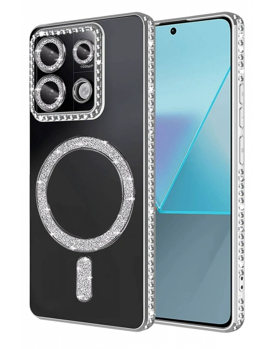 Newface Xiaomi Redmi 13C Joke Simli Magneticsafe Kılıf - Gümüş