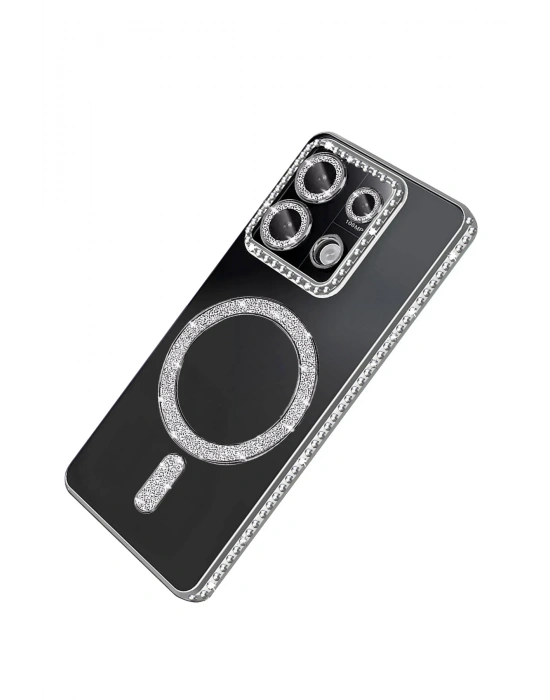 Newface Xiaomi Redmi 13C Joke Simli Magneticsafe Kılıf - Gümüş