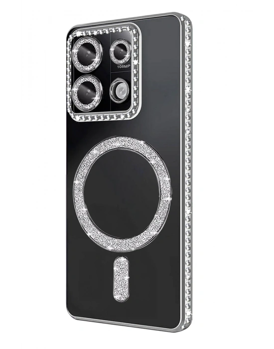 Newface Xiaomi Redmi 13C Joke Simli Magneticsafe Kılıf - Gümüş