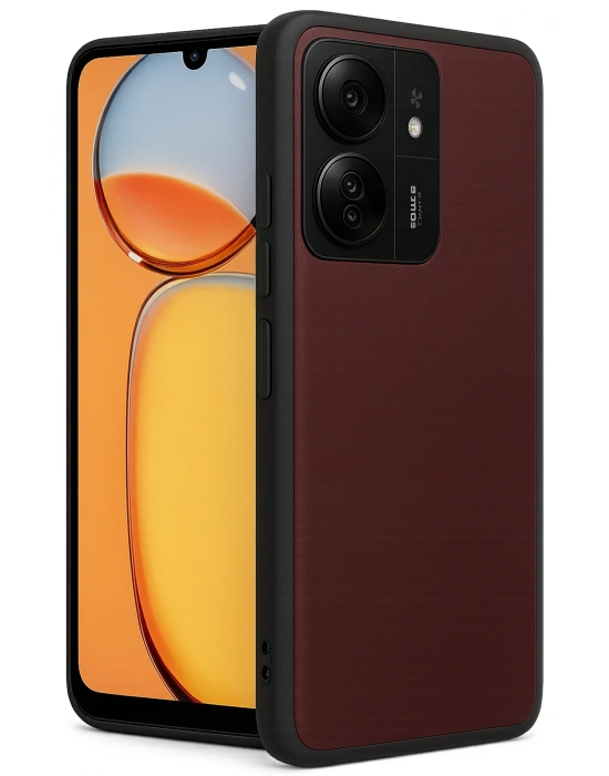 Newface Xiaomi Redmi 13C Kılıf Aras Deri Kapak - Bordo