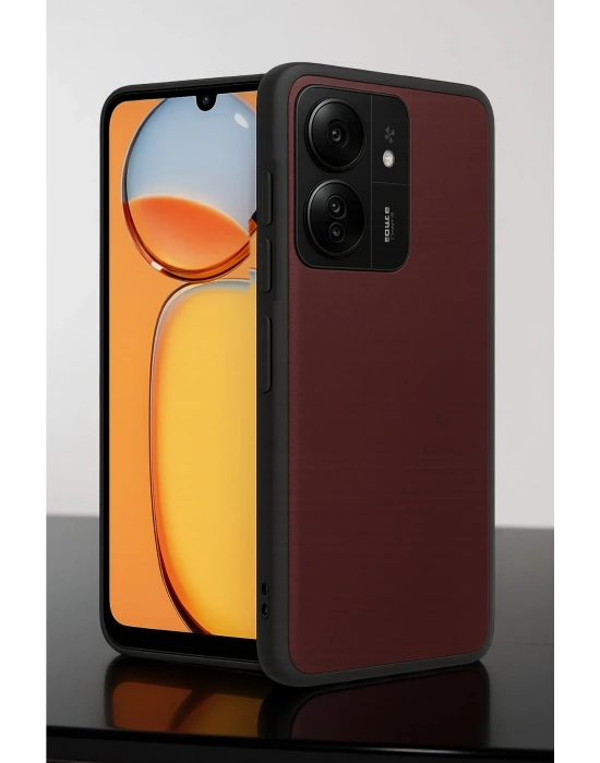 Newface Xiaomi Redmi 13C Kılıf Aras Deri Kapak - Bordo