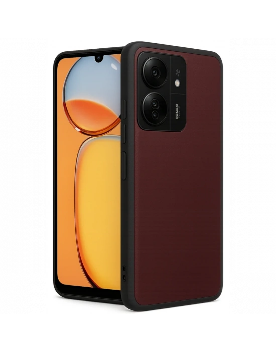 Newface Xiaomi Redmi 13C Kılıf Aras Deri Kapak - Bordo