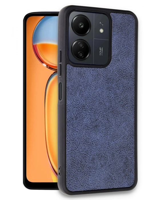 Newface Xiaomi Redmi 13C Kılıf Aras Deri Kapak - Lacivert