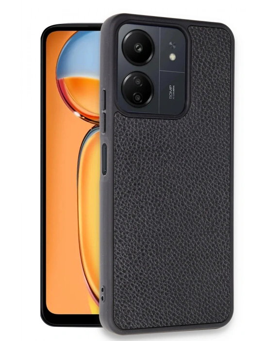 Newface Xiaomi Redmi 13C Kılıf Aras Deri Kapak - Siyah