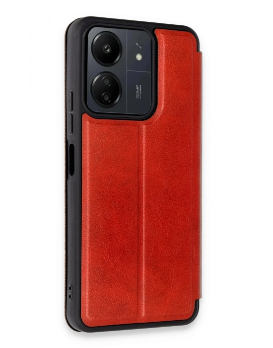 Newface Xiaomi Redmi 13C Kılıf Flip Cover - Kırmızı