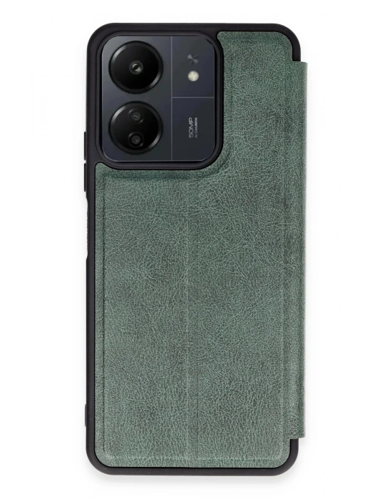 Newface Xiaomi Redmi 13C Kılıf Flip Cover - Koyu Yeşil