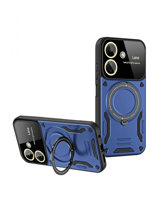 Newface Xiaomi Redmi 13C Kılıf Joy Lens Standlı Kapak - Lacivert