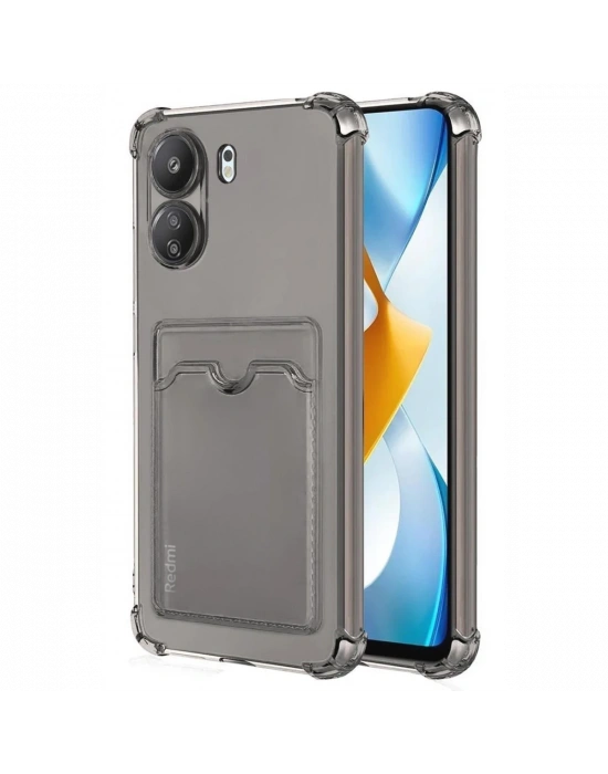 Newface Xiaomi Redmi 13C Kılıf Kart Şeffaf Silikon - Şeffaf