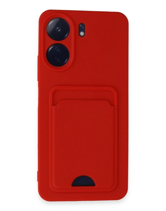 Newface Xiaomi Redmi 13C Kılıf Kelvin Kartvizitli Silikon - Kırmızı