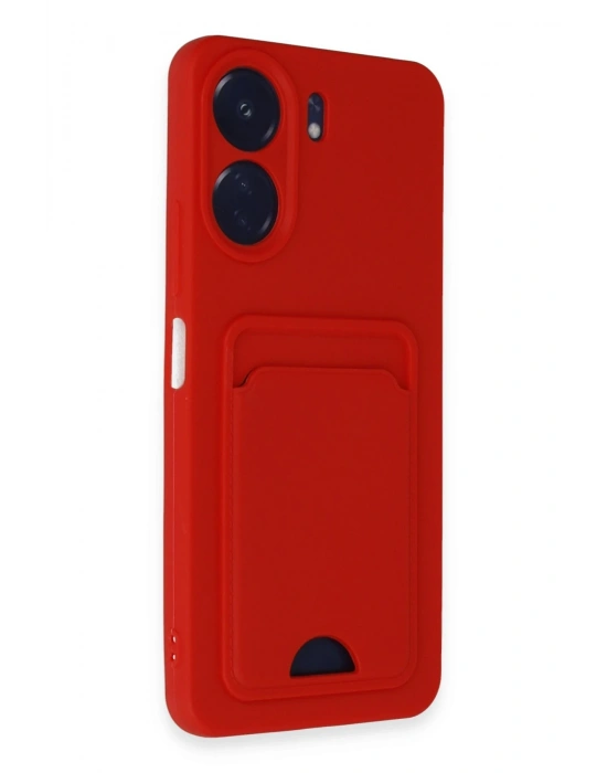 Newface Xiaomi Redmi 13C Kılıf Kelvin Kartvizitli Silikon - Kırmızı