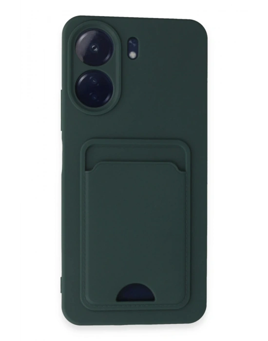 Newface Xiaomi Redmi 13C Kılıf Kelvin Kartvizitli Silikon - Koyu Yeşil