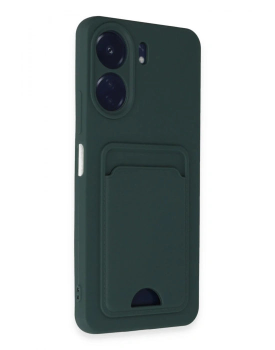 Newface Xiaomi Redmi 13C Kılıf Kelvin Kartvizitli Silikon - Koyu Yeşil