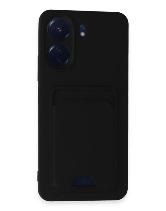 Newface Xiaomi Redmi 13C Kılıf Kelvin Kartvizitli Silikon - Siyah