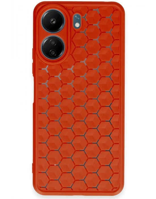 Newface Xiaomi Redmi 13C Kılıf Petek Silikon Kapak - Kırmızı