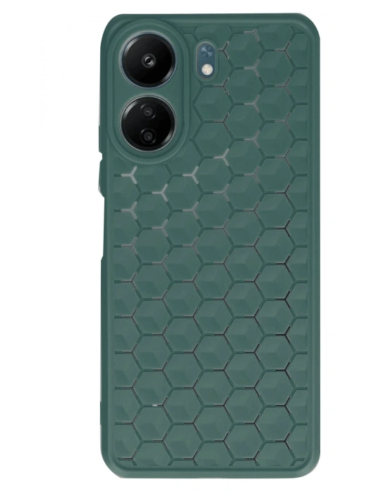 Newface Xiaomi Redmi 13C Kılıf Petek Silikon Kapak - Koyu Yeşil