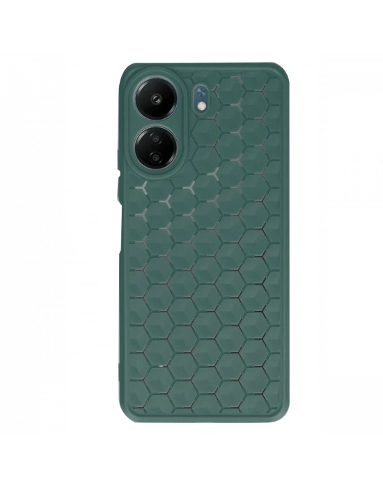 Newface Xiaomi Redmi 13C Kılıf Petek Silikon Kapak - Koyu Yeşil