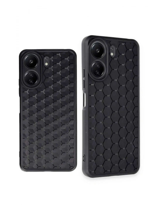 Newface Xiaomi Redmi 13C Kılıf Petek Silikon Kapak - Siyah