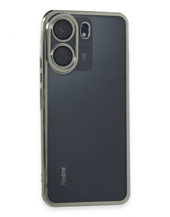 Newface Xiaomi Redmi 13C Kılıf Razer Lensli Silikon - Gümüş