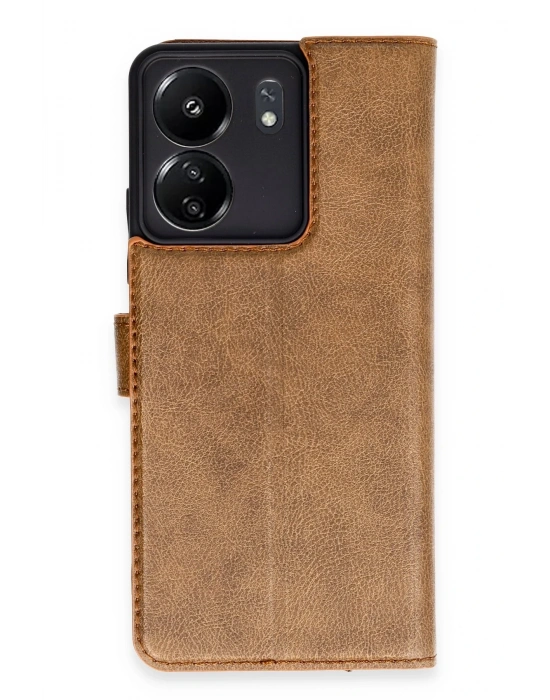 Newface Xiaomi Redmi 13C Kılıf Trend S Plus Kapaklı Kılıf - Taba