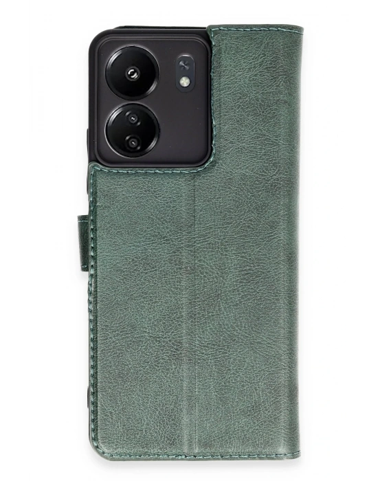 Newface Xiaomi Redmi 13C Kılıf Trend S Plus Kapaklı Kılıf - Yeşil